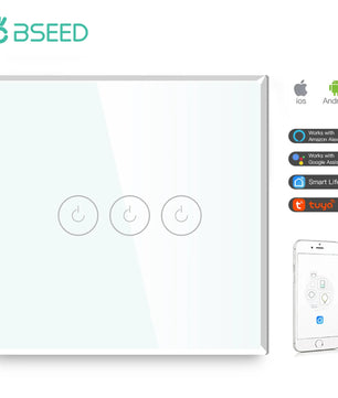 Bseed Alloy 4 Gang 1 Way Crystal Glass Panel Light Touch Switch