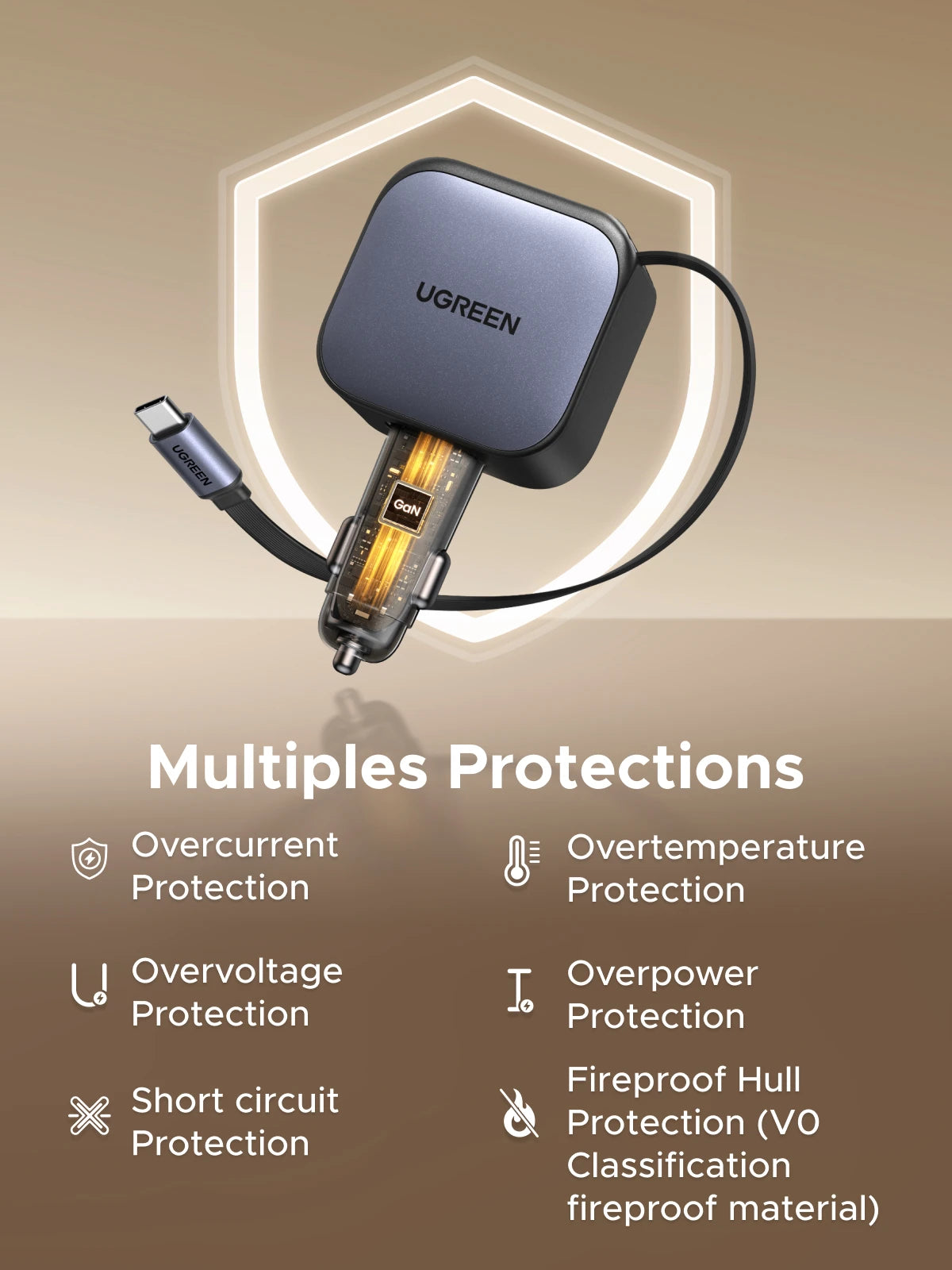 Ugreen 60W Alloy USB Type-C Car Charge For iPhone and Samsung