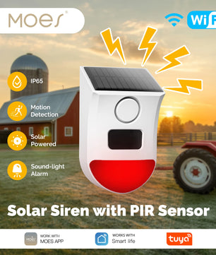 MOES Plastic WiFi Smart Solar Siren with Remote & PIR Sensor