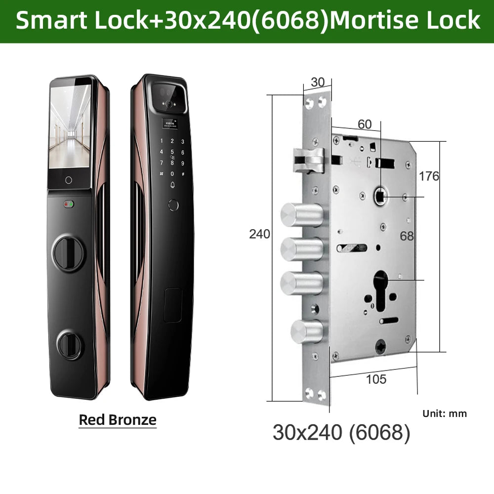 Aluminium Alloy Digital Fingerprint WIFI Reversible Smart Lock