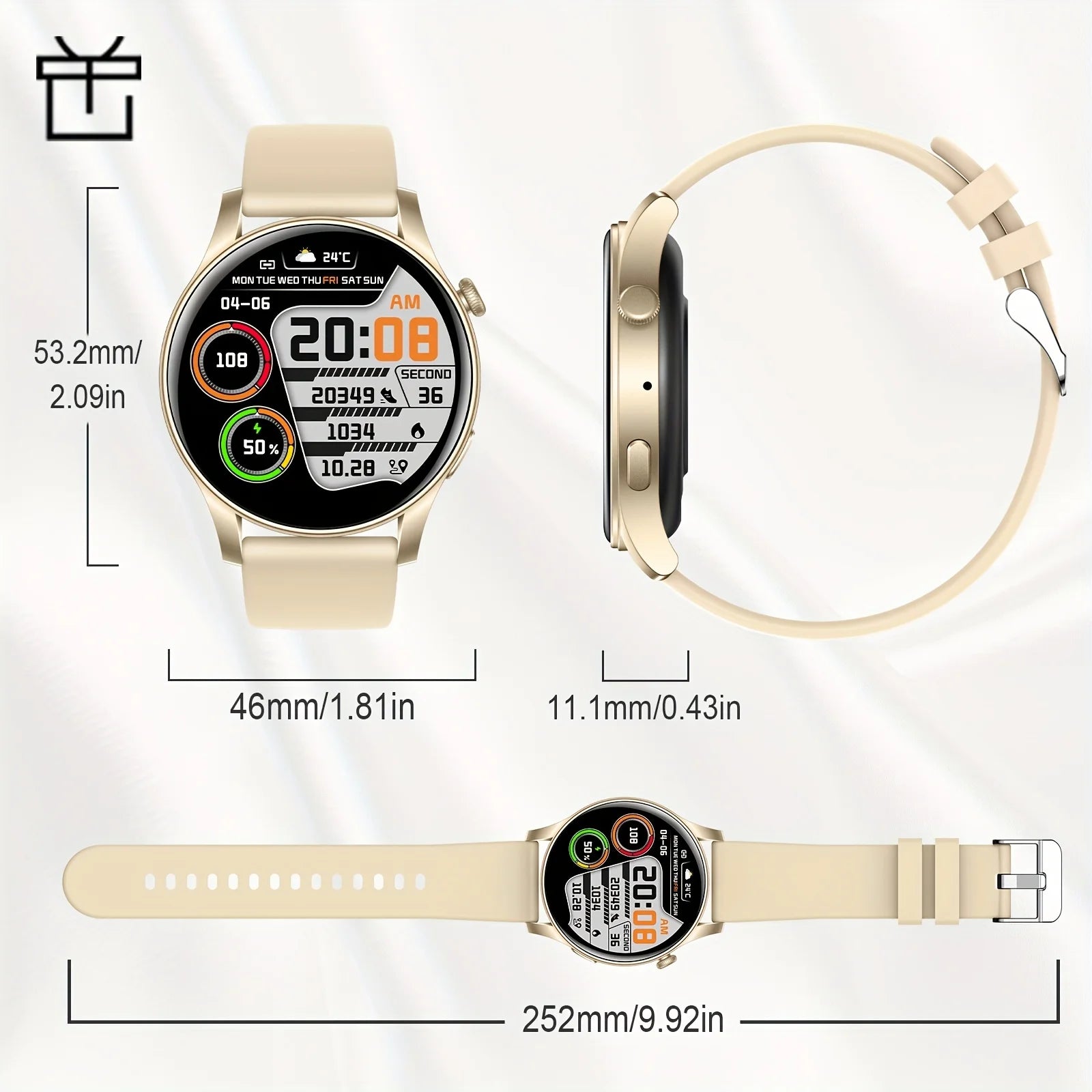 Alloy Waterproof Amoled Full Touch Screen Android Round Smartwatch