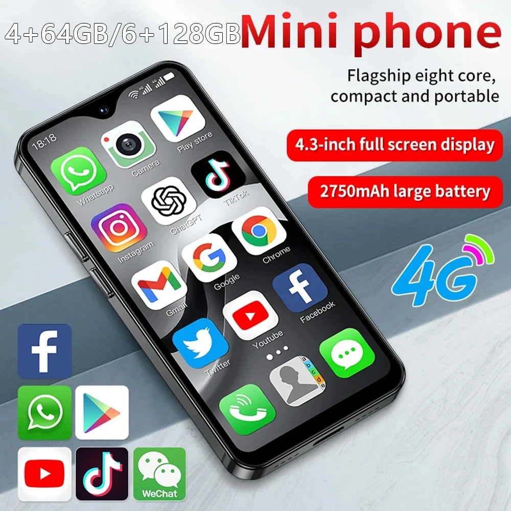 2750mAh 128GB 4.3“ Android F9 Max 4G Mini Octa-Core Smartphone