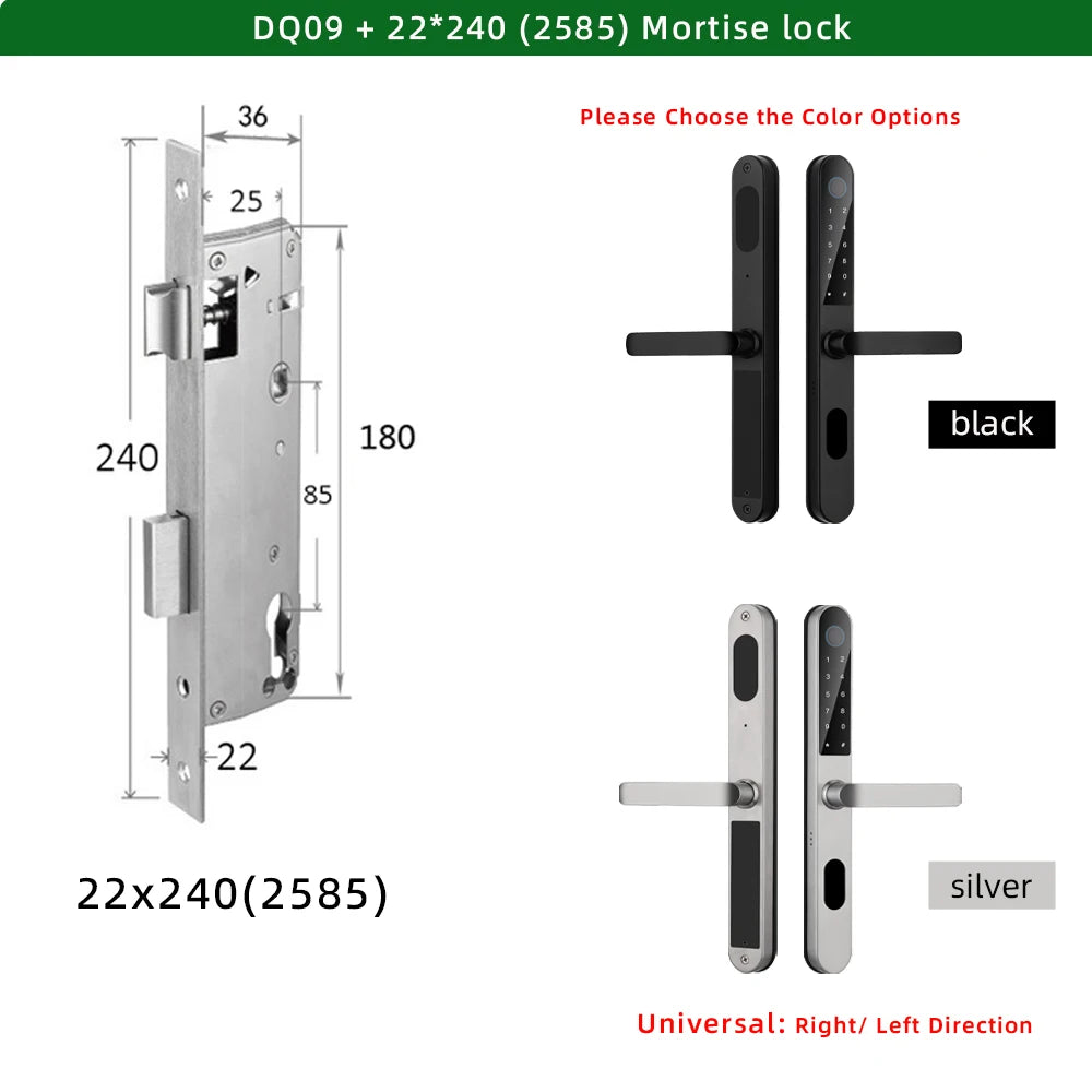 Aluminium Alloy Waterproof Bluetooth Reversible Handle Door Lock