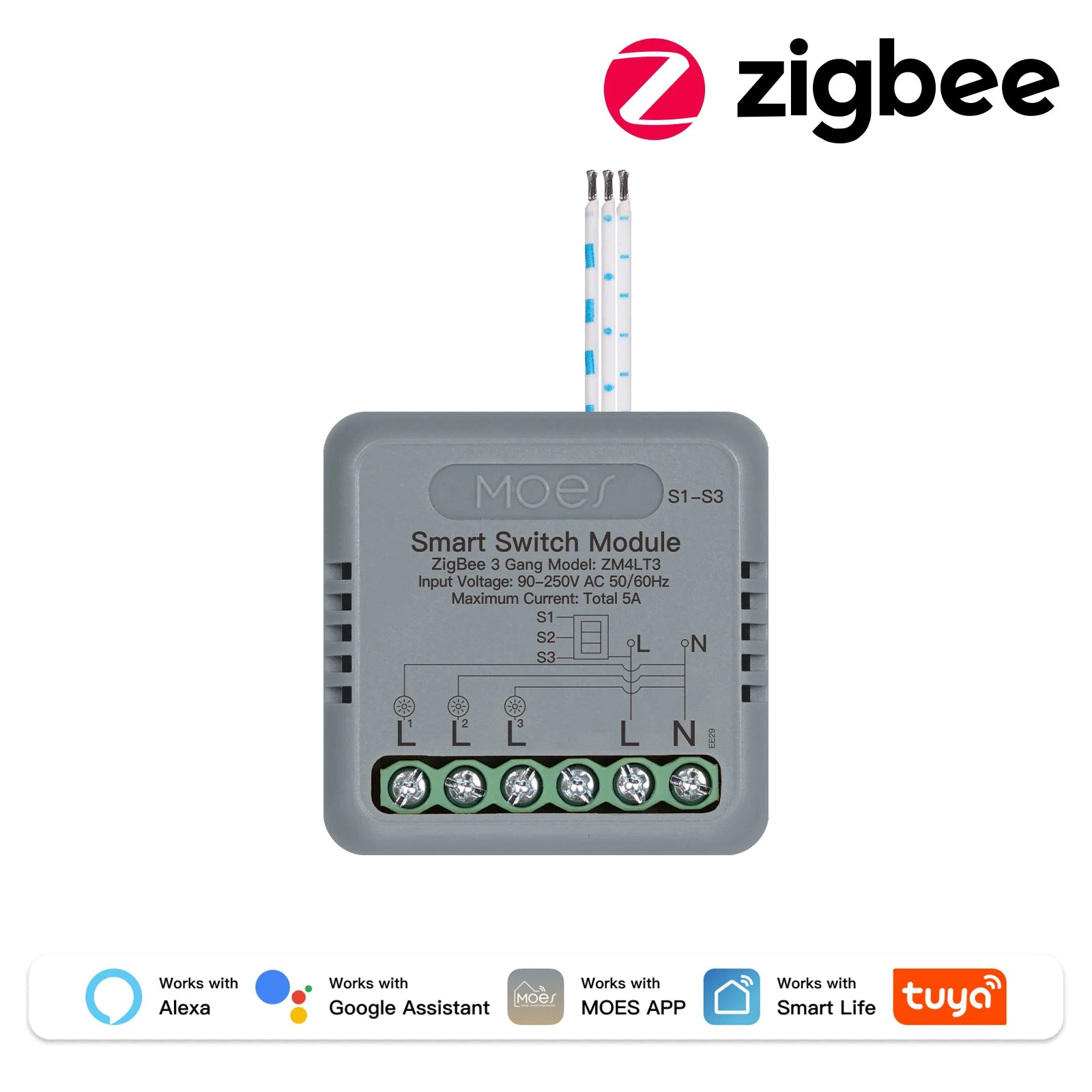 MOES WiFi Zigbee Smart Switch Module 1-4 Gang with Voice Control