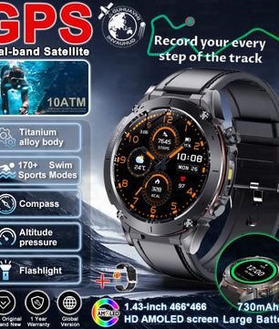 Fine Steel Waterproof Android Round Shaped Amoled Screen Smartwatch