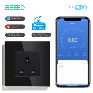 Bseed 13A Glass Panel Wireless WIFI Control Smart Power Socket