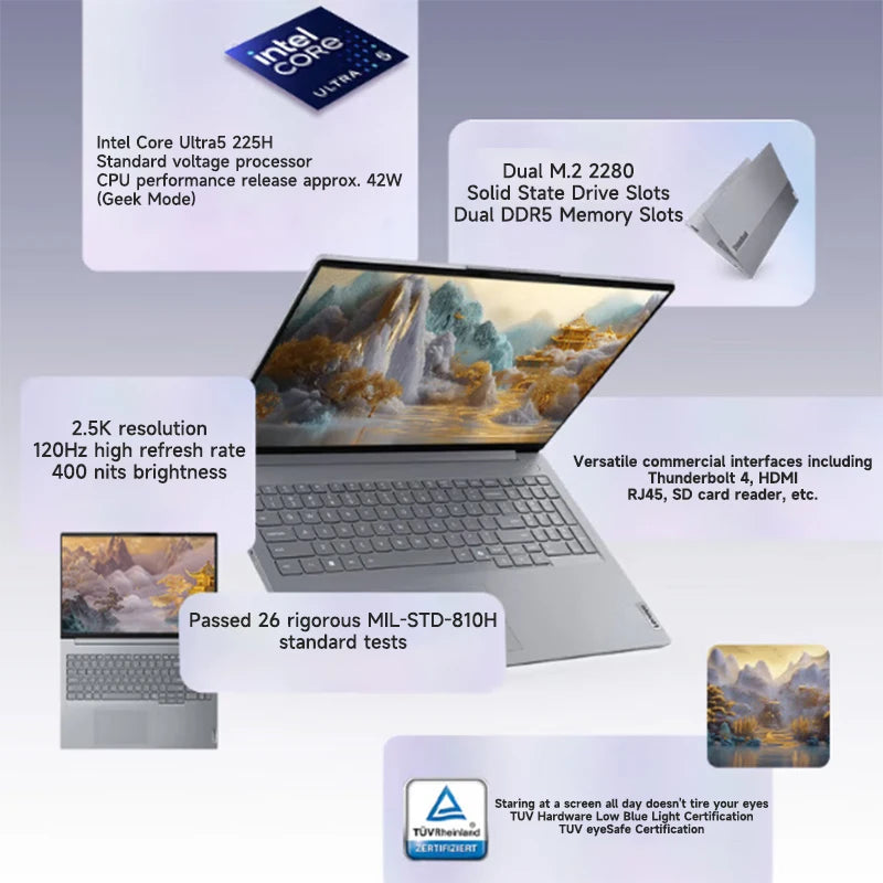 1TB 32GB Intel Core Ultra 5 225 H Bluetooth Lenovo Laptop