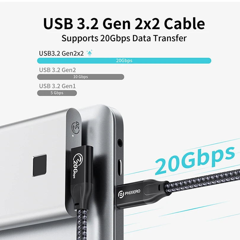 20Gbps Aluminum Alloy PD100W Type-C Fast Charging Cable