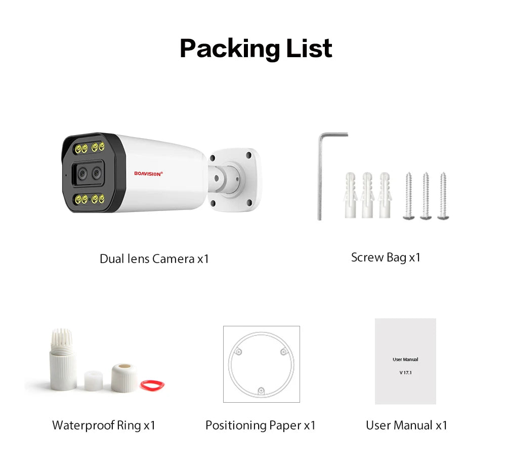 Boavision 5MP RJ45 Dual Lens Night Vision Surveillance Camera