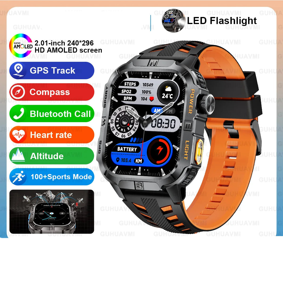 Alloy Waterproof Android Square Shape On-Wrist Smartwatch