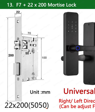 Zinc Alloy Fingerprint Bluetooth Rechargeable Battery Door Lock