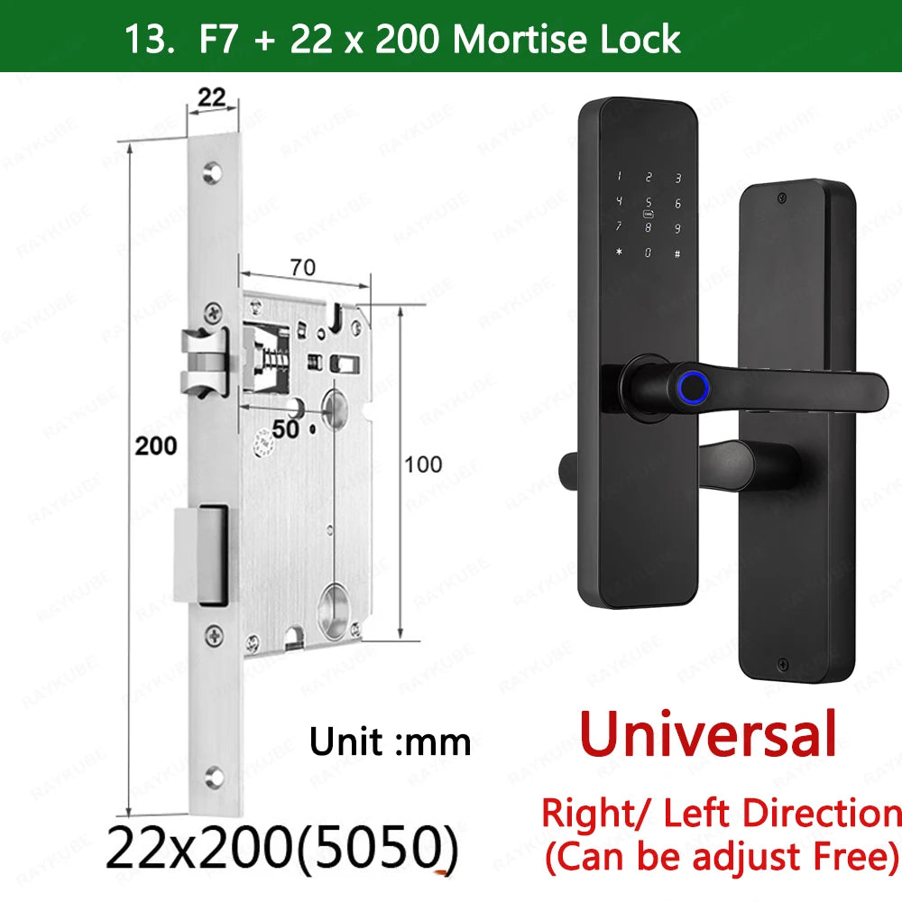 Zinc Alloy Fingerprint Bluetooth Rechargeable Battery Door Lock
