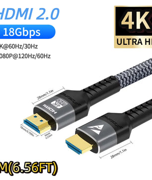 Aluminium 7.3mm 48Gbps HDMI-Compatible 2.1 Cable For Laptop