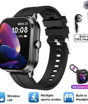 Silica Gel Smart Bluetooth Voice Support Square Shaped Sports Watch