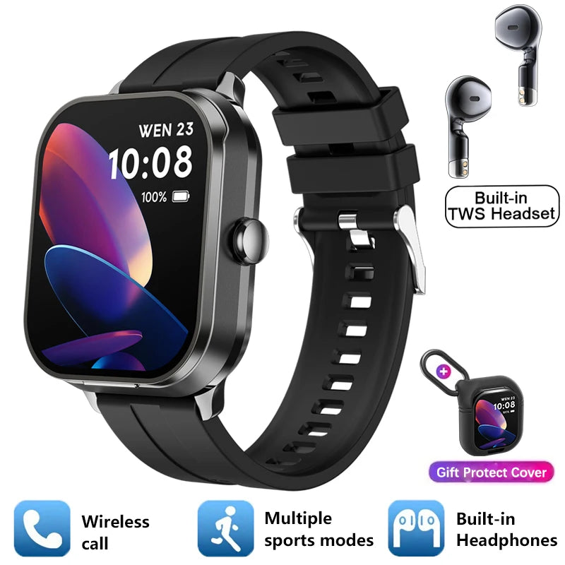 Silica Gel Waterproof Heart Rate Tracker Android Square Smartwatch