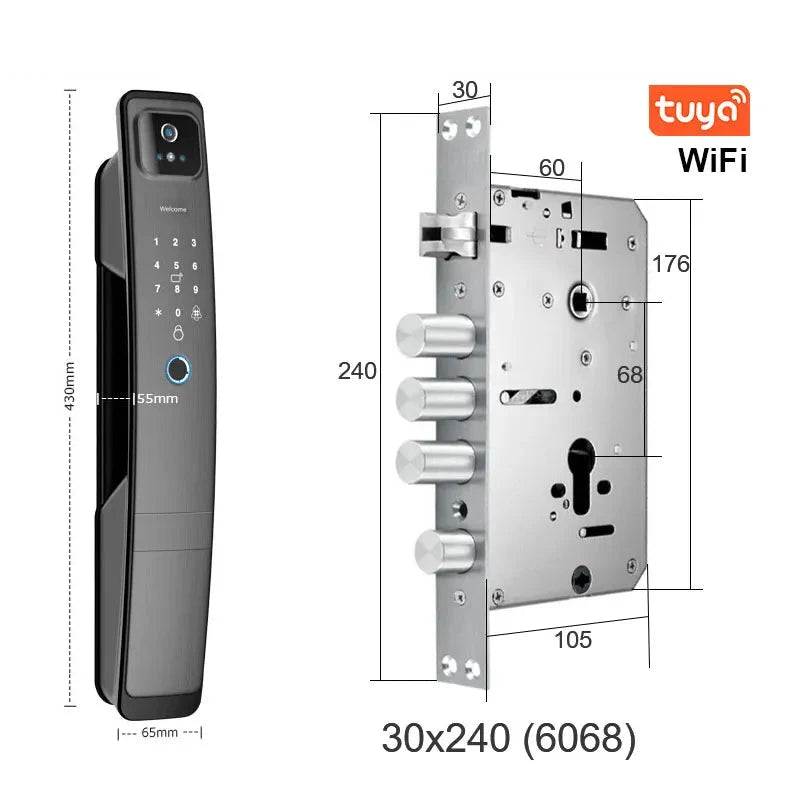 RAYKUBE DF5 Tuya WiFi Camera Fingerprint Electronic Smart Lock