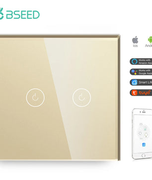Bseed Alloy 4 Gang 1 Way Crystal Glass Panel Light Touch Switch