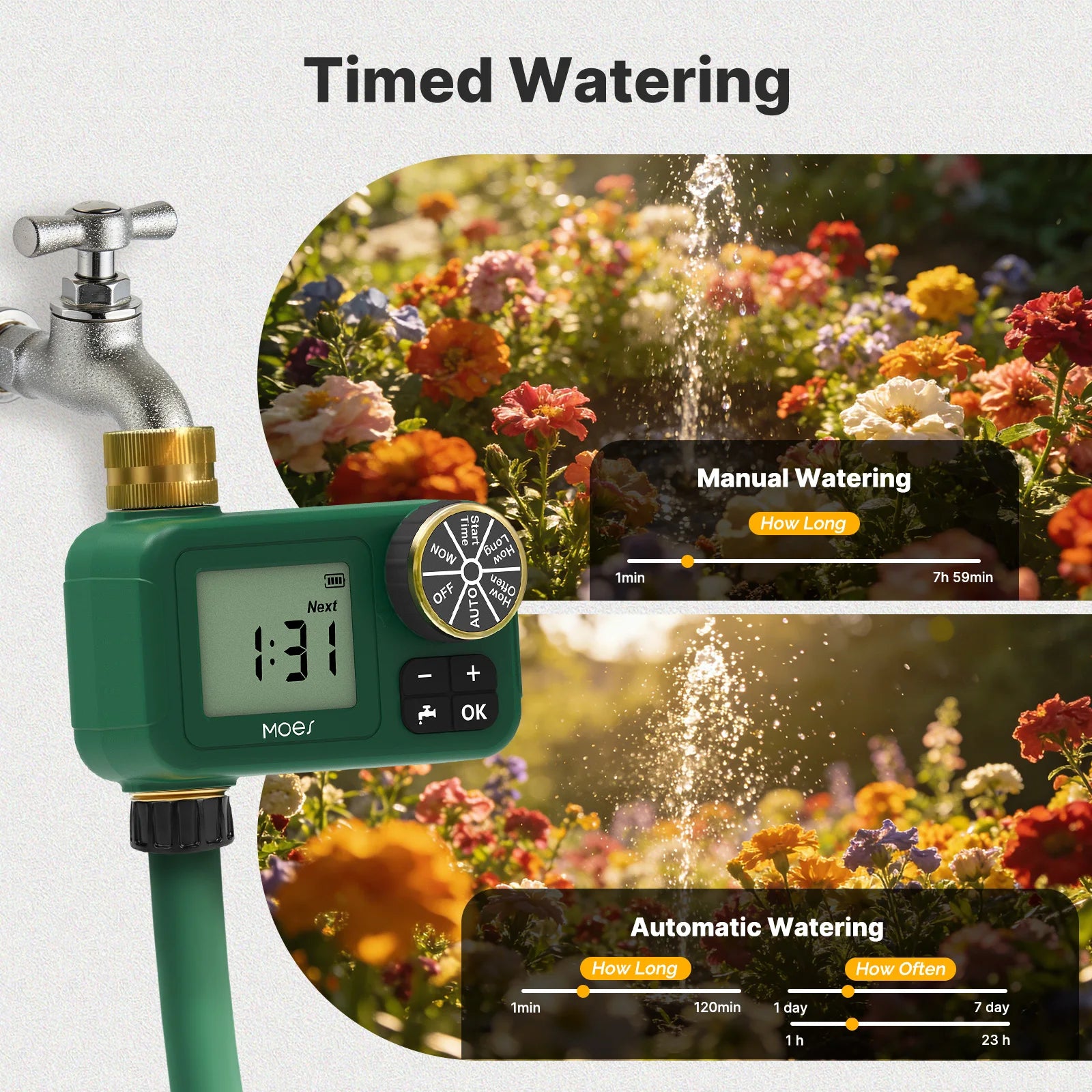 Moes Smart Waterproof Rotary Knob Button LCD Display Water Timer