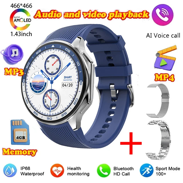 Silica Gel Waterproof Large Memory Android Round Shape Smartwatch