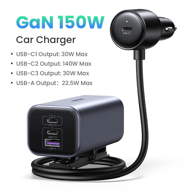Ugreen Alloy 150W Fast Car Charger for iPhone 15 16 17