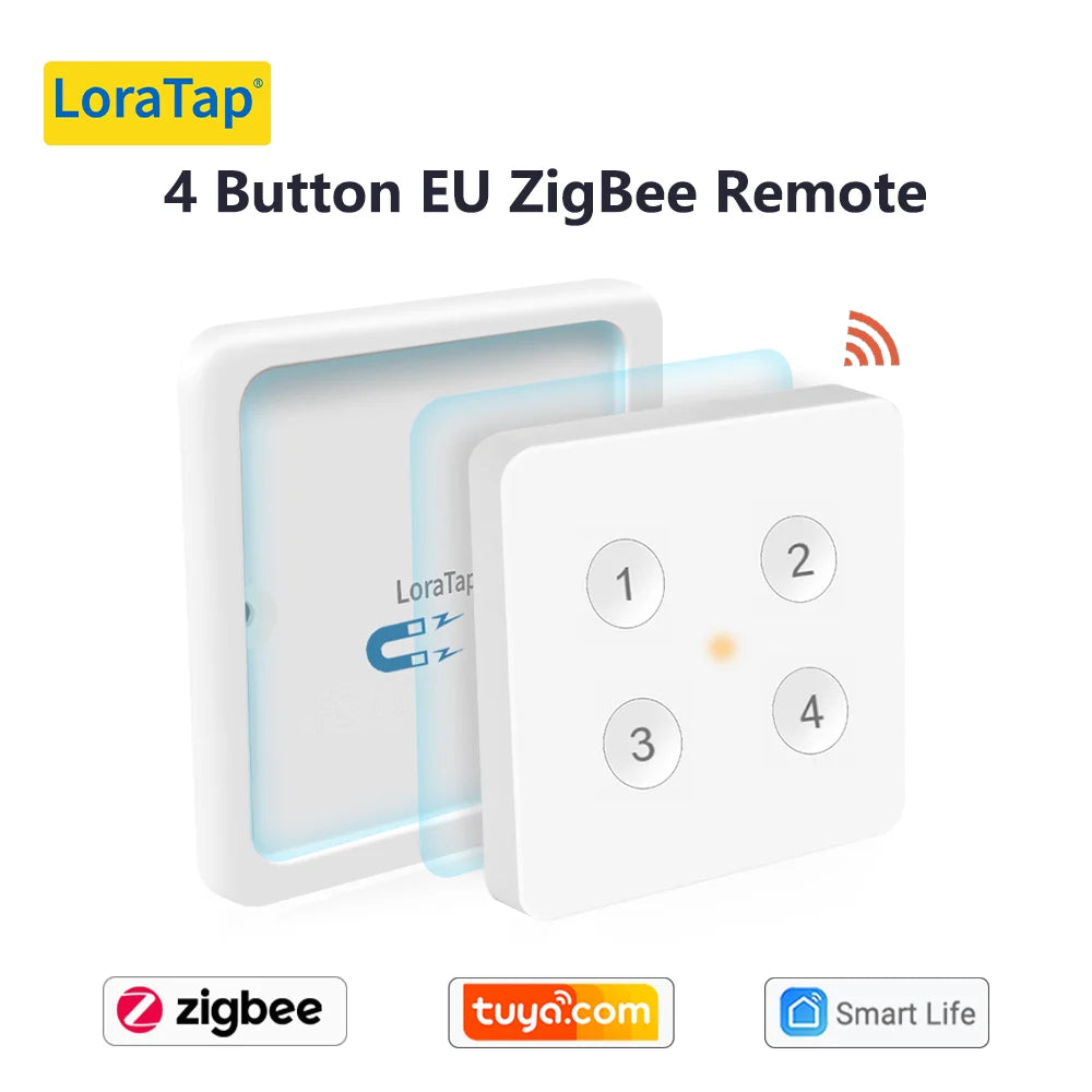 LoraTap Plastic Wireless 4 Gang Remote Control Portable Switch