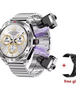 2-In-1 Waterproof Alloy AMOLED Display Smartwatch With Earphones