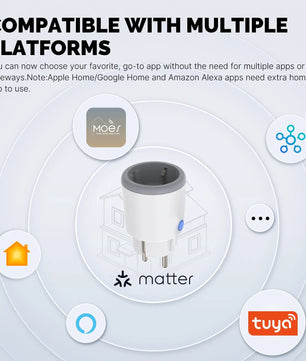 Moes Plastic Panel Voice Control Smart WIFI Power Socket Plug