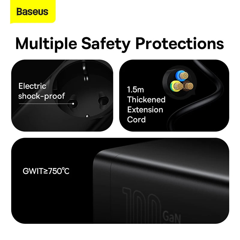 Baseus 65W 100W USB Type-C Fast Charger For iPhone and MacBook