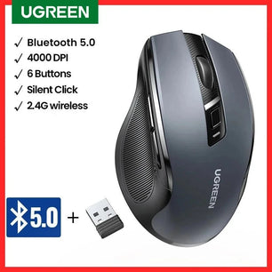 Ugreen 4000 DPI 2.4G USB Bluetooth Support Wireless Portable Mouse