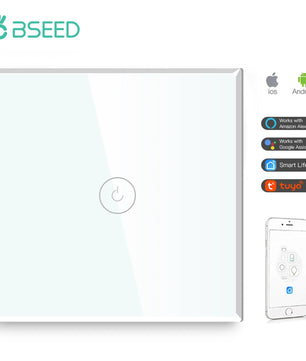 Bseed Alloy 4 Gang 1 Way Crystal Glass Panel Light Touch Switch