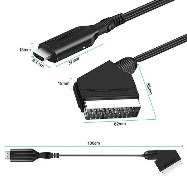 HDMI Compatible Scart Video Audio Converter Cord For TV Box