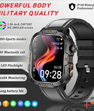 Fine Steel Waterproof Android Square Shaped Amoled Screen Smartwatch