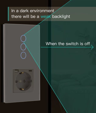 Bseed 16A Alloy 3 Gang Crystal Glass Panel Wall Light Touch Switch