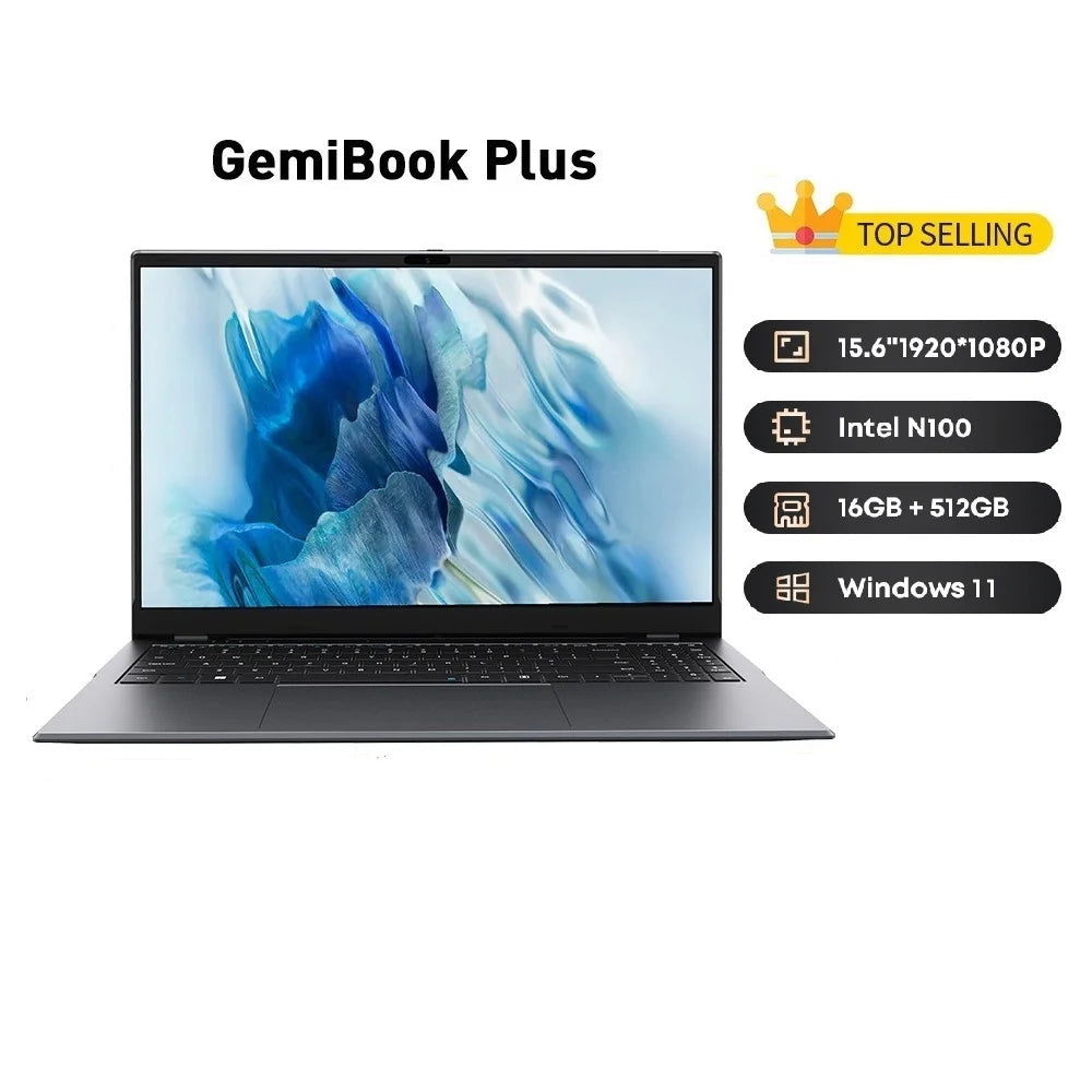 GemiBook Plus 15.6" Intel N100 Window 11 Laptop With Cooling Fan