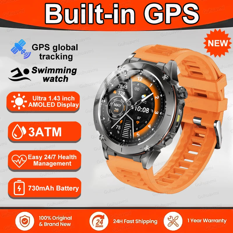 Fine Steel Waterproof Android Round Shaped Bluetooth Smartwatch