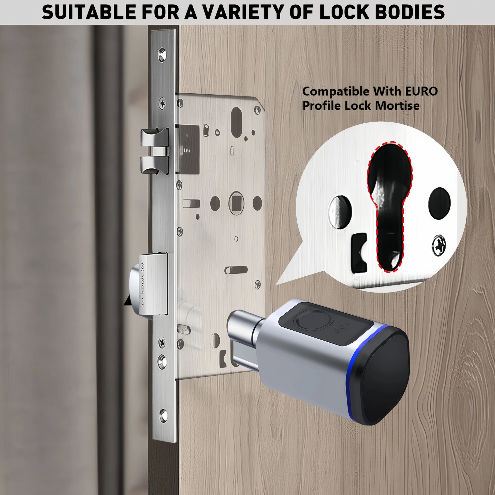 Aluminium Alloy Fingerprint Bluetooth Electronic Reversible Door Lock