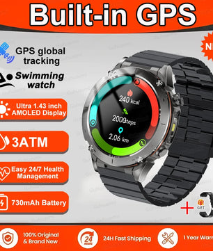 Fine Steel Waterproof Android Round Shaped Bluetooth Smartwatch