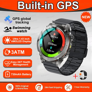 Fine Steel Waterproof Android Round Shaped Bluetooth Smartwatch
