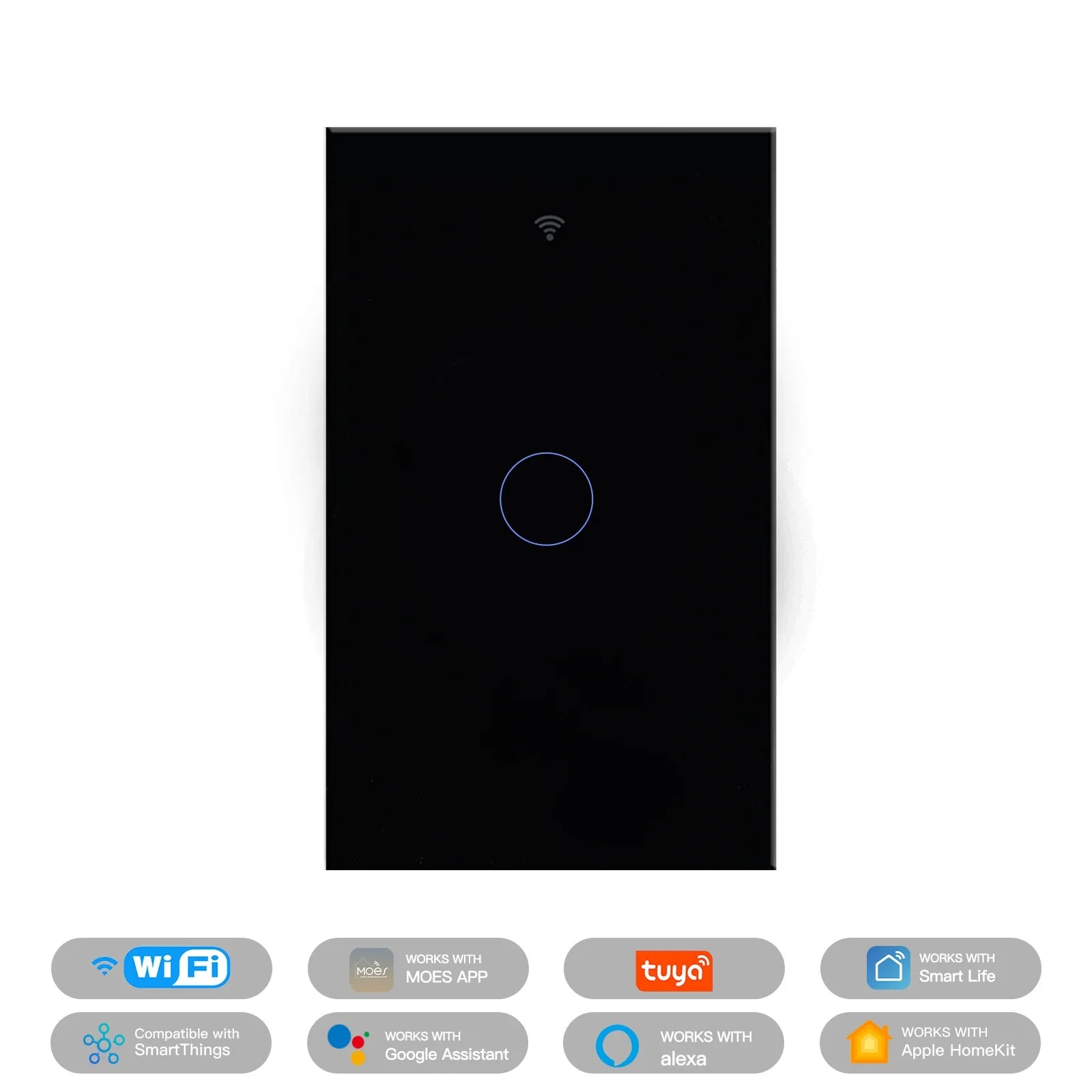 Moes Tuya WiFi Smart Light Glass Touch Panel Fireproof Switch