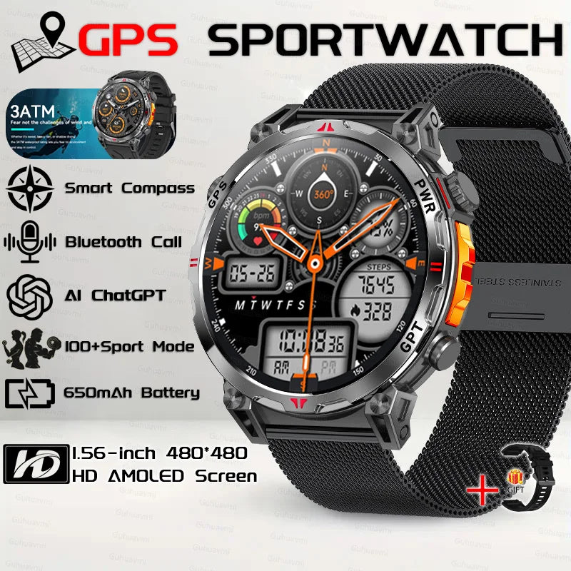 Steel Waterproof Android Round Shape On-Wrist Smartwatch