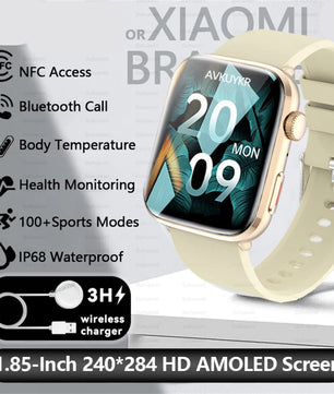 Rubber Waterproof Android Square Shaped Amoled Screen Smartwatch