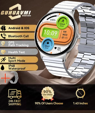 Silica Gel Full Touch Screen Android Round Shaped Digital Smartwatch