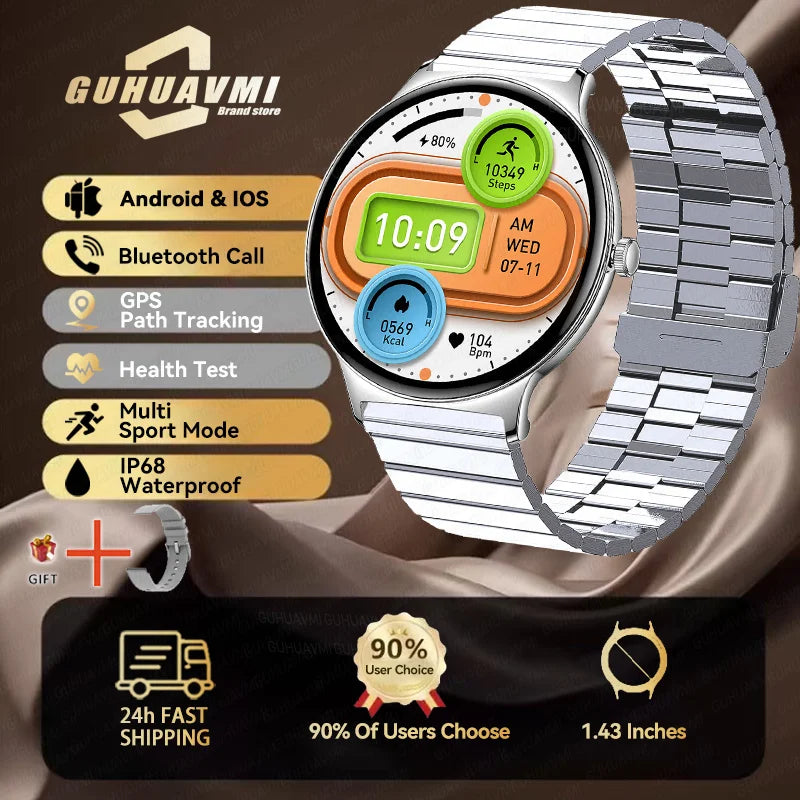 Silica Gel Full Touch Screen Android Round Shaped Digital Smartwatch