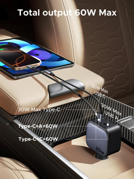 Ugreen 60W Alloy USB Type-C Car Charge For iPhone and Samsung