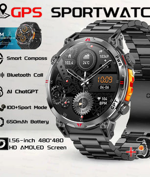 Steel Android Round Shape Waterproof On-Wrist Smartwatch