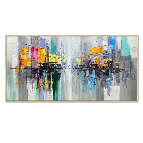 100% Canvas Modern Abstract Architecture Hand-Made Oil Painting 