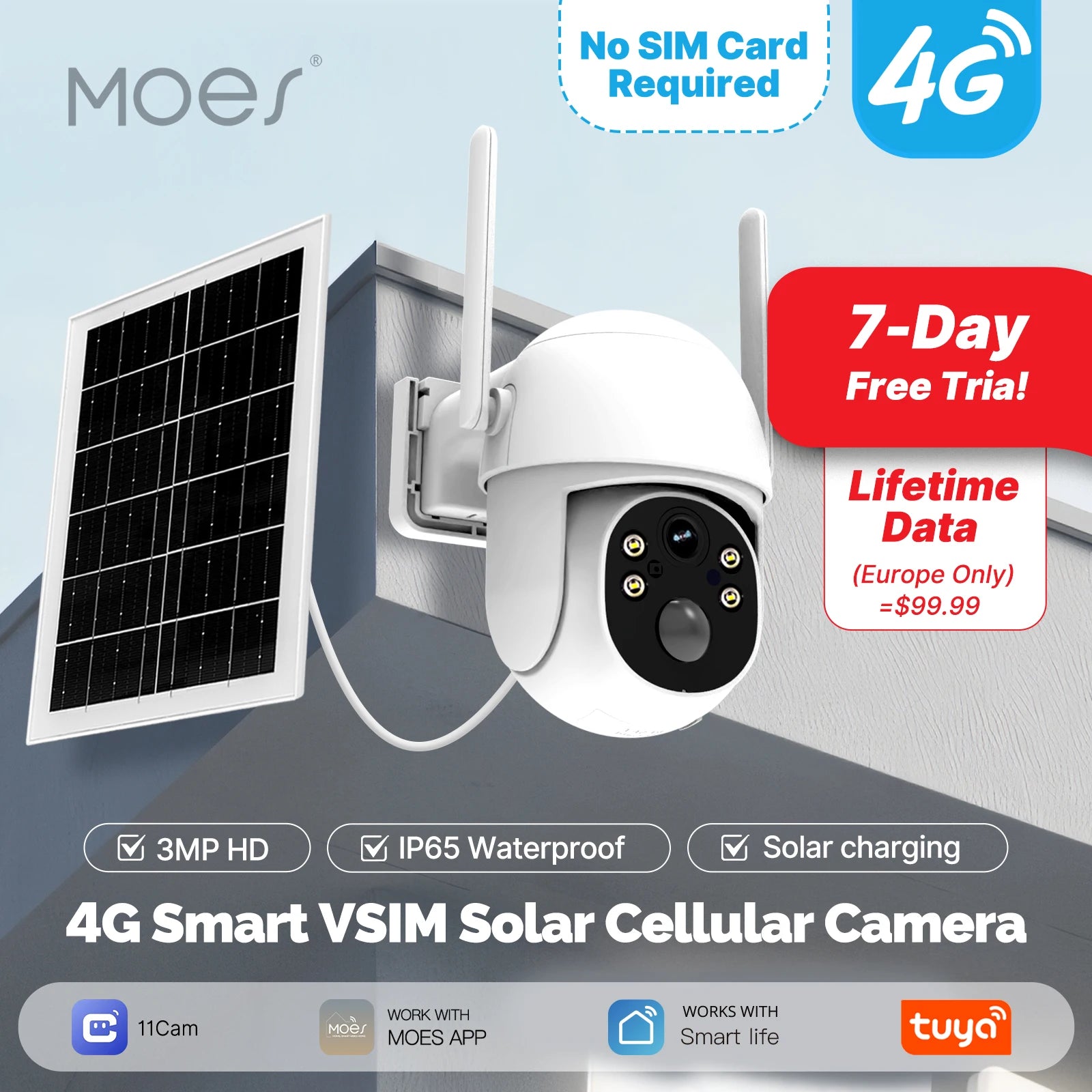 Moes ABS 4G Human Detection Security Protection Camera