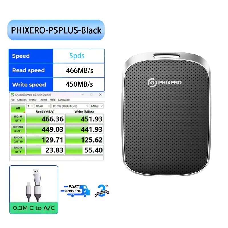 512GB External Portable Solid State Drive For Laptop And Desktop