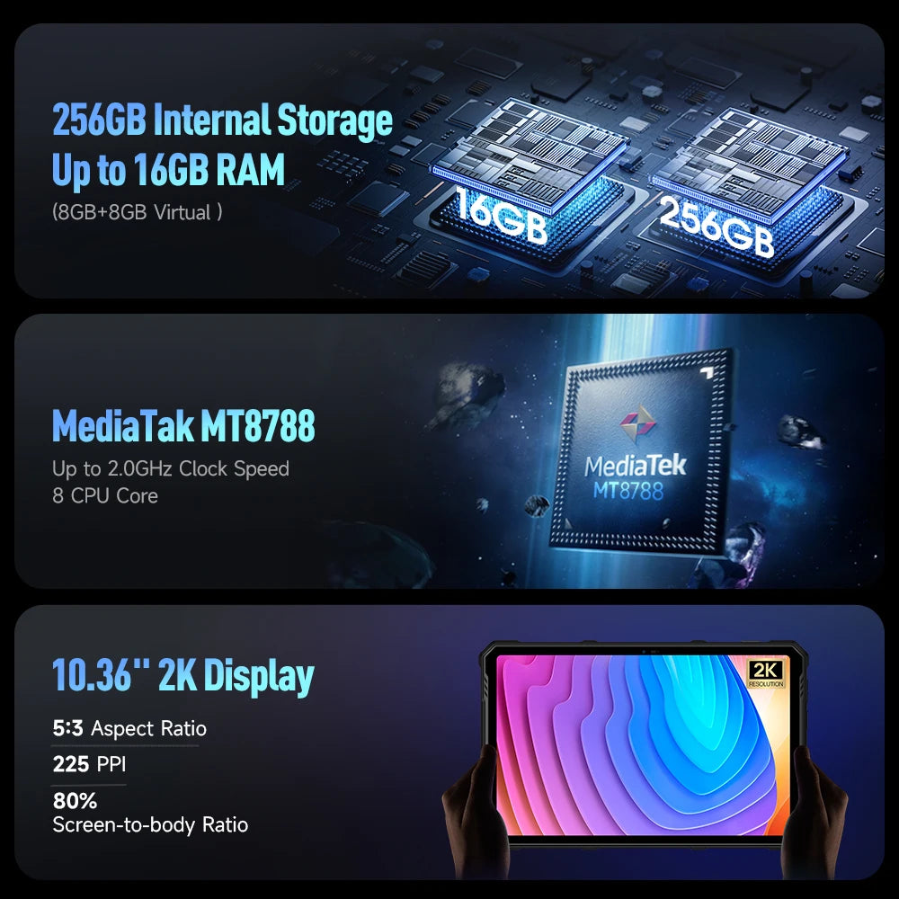 33280mAh Armor Pad 3 Pro 16GB RAM 256GB ROM Rugged Tablet