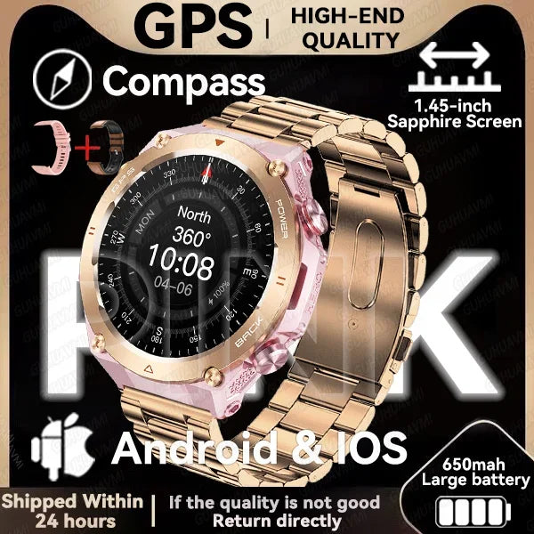 Silica Gel Waterproof Android Round Shaped Amoled Screen Smartwatch